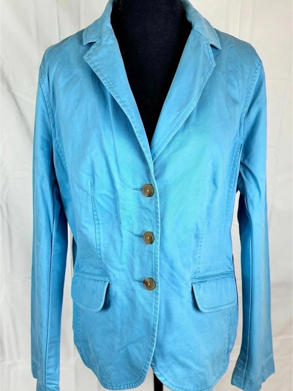 Lands' End Cotton Blazer in Blue Size 14 Like New